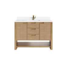 James Martin Vanities D225-V48-SSO-1WZ - Solene 48'' Single Vanity, Seaside Oak, w/ Single Hole 3 CM White Zeus Quartz Top &