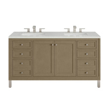 James Martin Vanities 503-V60D-WLW-3LDL - Chicago 60'' Double Vanity, Walnut Whisper, w/ 3 CM Lime Delight Silestone® Top