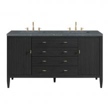 James Martin Vanities 485-V60D-CBO-3PBL - Myrrin 60'' Double Vanity, Carbon Oak w/ 3 CM Parisien Blue Quartz Top