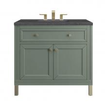 James Martin Vanities 503-V36-SC-3CSP - Chicago 36'' Single Vanity, Smokey Celadon, w/ 3 CM Charcoal Soapstone Silestone® T
