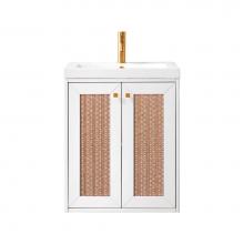 James Martin Vanities 533V24GWWG - Chianti 24'' Single Vanity, Glossy White w/ White Glossy Composite Stone Top