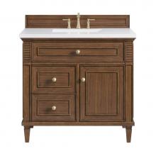 James Martin Vanities 424-V36-WLT-3WZ - Lorelai 36'' Single Vanity, Mid-Century Walnut w/ 3 CM White Zeus Quartz Top