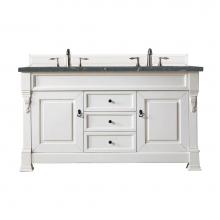James Martin Vanities 147-V60D-BW-3PBL - Brookfield 60'' Double Vanity, Bright White w/ 3 CM Parisien Bleu Quartz Top