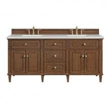 James Martin Vanities 424-V72-WLT-3LDL - Lorelai 72''Double Vanity, Mid-Century Walnut w/ 3 CM Lime Delight Quartz Top