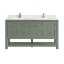 James Martin Vanities 330-V60D-SC-1WZ - Breckenridge 60'' Double Vanity, Smokey Celadon, w/ Single Hole 3 CM White Zeus Quartz T