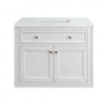 James Martin Vanities 503-V36-GW-3ENC - Chicago 36'' Single Vanity, Glossy White, w/ 3 CM Ethereal Noctis Silestone® Top