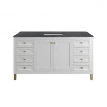 James Martin Vanities 503-V60S-GW-3CSP - Chicago 60'' Single Vanity, Glossy White, w/ 3 CM Charcoal Soapstone Silestone® Top