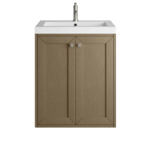 James Martin Vanities 533V24WLWLWG - Chianti 24'' Single Vanity, Walnut Whisper w/ White Glossy Composite Stone Top