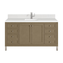 James Martin Vanities 503-V60S-WLW-1WZ - Chicago 60'' Single Vanity, Walnut Whisper, w/ Single Hole 3CM White Zeus Silestone®