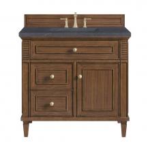 James Martin Vanities 424-V36-WLT-3CSP - Lorelai 36'' Single Vanity, Mid-Century Walnut w/ 3 CM Charcoal Soapstone Quartz Top