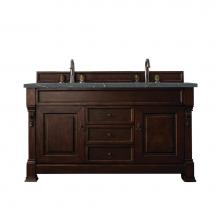 James Martin Vanities 147-114-5661-3PBL - Brookfield 60'' Double Vanity, Burnished Mahogany w/ 3 CM Parisien Bleu Quartz Top