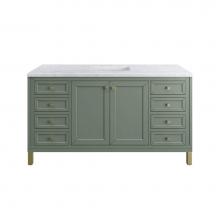 James Martin Vanities 503-V60S-SC-3CAR - Chicago 60'' Single Vanity, Smokey Celadon, w/ 3 CM Carrara Marble Top
