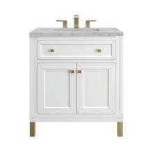James Martin Vanities 503-V30-GW-3VSL - Chicago 30'' Single Vanity, Glossy White, w/ 3 CM Victorian Silver Silestone® Top