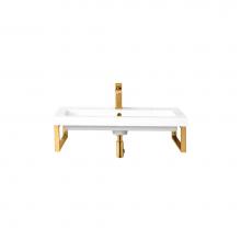 James Martin Vanities 055BK16RGD31.5WG2 - Two Boston 15 1/4'' Wall Brackets, Radiant Gold w/31.5'' White Glossy Composit