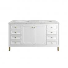 James Martin Vanities 503-V60D-GW-3EJP - Chicago 60'' Double Vanity, Glossy White, w/ 3 CM Eternal Jasmine Pearl Silestone®