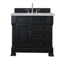 James Martin Vanities 147-114-5536-3VSL - Brookfield 36'' Single Vanity, Antique Black w/ 3 CM Victorian Silver Quartz Top