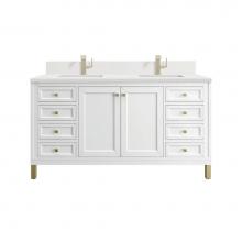 James Martin Vanities 503-V60D-GW-1WZ - Chicago 60'' Double Vanity, Glossy White, w/ Single Hole 3CM White Zeus Silestone®