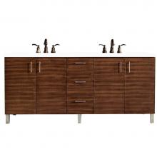 James Martin Vanities 850-V72-AWT-3WZ - Metropolitan 72'' Double Vanity, American Walnut, w/ 3 CM White Zeus Quartz Top