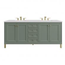 James Martin Vanities 503-V72-SC-3WZ - Chicago 72'' Double Vanity, Smokey Celadon, w/ 3 CM White Zeus Silestone® Top