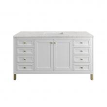 James Martin Vanities 503-V60S-GW-3EJP - Chicago 60'' Single Vanity, Glossy White, w/ 3 CM Eternal Jasmine Pearl Silestone®