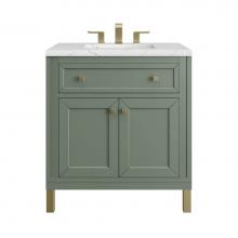James Martin Vanities 503-V30-SC-3ENC - Chicago 30'' Single Vanity, Smokey Celadon, w/ 3 CM Ethereal Noctis Silestone® Top