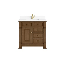 James Martin Vanities 547-V36-HNO-1WZ - Brookfield 36'' Single Vanity, Honey Oak w/ Single Hole 3 CM White Zeus Silestone®