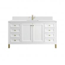 James Martin Vanities 503-V60S-GW-1WZ - Chicago 60'' Single Vanity, Glossy White, w/ Single Hole 3CM White Zeus Silestone®