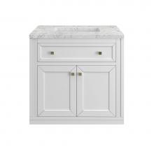 James Martin Vanities 503-V30-GW-3EJP - Chicago 30'' Single Vanity, Glossy White, w/ 3 CM Eternal Jasmine Pearl Silestone®