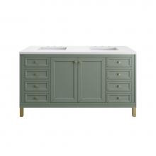 James Martin Vanities 503-V60D-SC-3WZ - Chicago 60'' Double Vanity, Smokey Celadon, w/ 3 CM White Zeus Silestone® Top