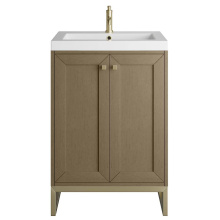 James Martin Vanities 533V24WLWCBWG - Chianti 24'' Single Vanity, Walnut Whisper, Champagne Brass, w/ White Glossy Composite S