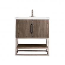 James Martin Vanities 883-V31.5-AG-BN-WG - Columbia 31.5'' Single Vanity, Ash Gray, Brushed Nickel, w/ White Glossy Composite Stone