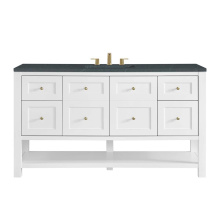 James Martin Vanities 330-V60S-BW-3CSP - Breckenridge 60'' Single Vanity, Bright White, w/ 3 CM Charcoal Soapstone Quartz Top