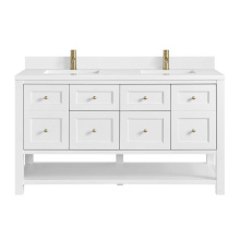 James Martin Vanities 330-V60D-BW-1WZ - Breckenridge 60'' Double Vanity, Bright White, w/ Single Hole 3 CM White Zeus Quartz Top