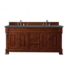 James Martin Vanities 147-114-5781-3PBL - Brookfield 72'' Double Vanity, Warm Cherry w/ 3 CM Parisien Bleu Quartz Top