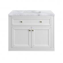 James Martin Vanities 503-V36-GW-3CAR - Chicago 36'' Single Vanity, Glossy White, w/ 3 CM Carrara Marble Top