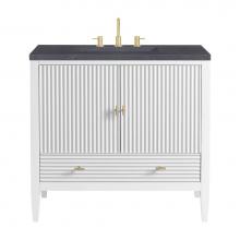 James Martin Vanities 485-V36-BW-3CSP - Myrrin 36'' Vanity, Bright White w/ 3 CM Charcoal Soapstone Quartz Top