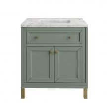 James Martin Vanities 503-V30-SC-3EJP - Chicago 30'' Single Vanity, Smokey Celadon, w/ 3 CM Eternal Jasmine Pearl Silestone®