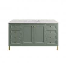 James Martin Vanities 503-V60S-SC-3EJP - Chicago 60'' Single Vanity, Smokey Celadon, w/ 3 CM Eternal Jasmine Pearl Silestone®