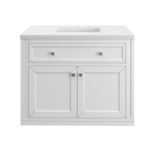 James Martin Vanities 503-V36-GW-3WZ - Chicago 36'' Single Vanity, Glossy White, w/ 3 CM White Zeus Silestone® Top