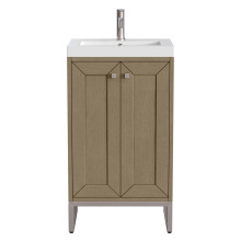 James Martin Vanities 533V20WLWBNKWG - Chianti 20'' Single Vanity, Walnut Whisper, Brushed Nickel, w/ White Glossy Composite St