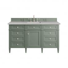 James Martin Vanities 650-V60S-SC-3ESR - Brittany 60'' Single Vanity, Smokey Celadon w/ 3 CM Eternal Serena Top