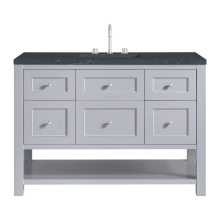 James Martin Vanities 330-V48-SRB-3CSP - Breckenridge 48'' Single Vanity, Serenity Blue, w/ 3 CM Charcoal Soapstone Quartz Top