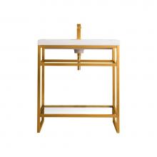 James Martin Vanities C105V31.5RGDWG - Boston 31.5'' Stainless Steel Sink Console, Radiant Gold w/ White Glossy Composite Count