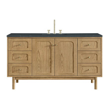 James Martin Vanities 545-V60S-LNO-3CSP - Laurent 60'' Single Vanity, Light Natural Oak, w/ 3 CM Charcoal Soapstone Quartz Top
