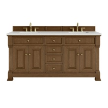 James Martin Vanities 547-V72-HNO-3LDL - Brookfield 72'' Double Vanity, Honey Oak w/ 3 CM Lime Delight Silestone® Top