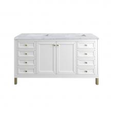 James Martin Vanities 503-V60D-GW-3CAR - Chicago 60'' Double Vanity, Glossy White, w/ 3 CM Carrara Marble Top