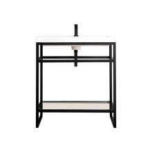 James Martin Vanities C105V31.5MBKWG - Boston 31.5'' Stainless Steel Sink Console, Matte Black w/ White Glossy Composite Counte