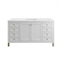 James Martin Vanities 503-V60S-GW-3WZ - Chicago 60'' Single Vanity, Glossy White, w/ 3 CM White Zeus Silestone® Top