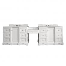 James Martin Vanities 825-V118-BW-DU-ESR - De Soto 118'' Double Vanity Set, Bright White w/ Makeup Table, 3 CM Eternal Serena Quart