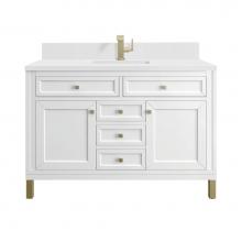 James Martin Vanities 503-V48-GW-1WZ - Chicago 48'' Single Vanity, Glossy White, w/ Single Hole 3CM White Zeus Silestone®